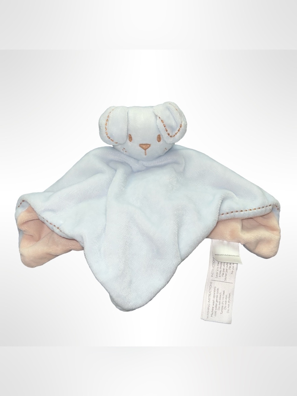 Htf Animal Adventure Light Blue Puppy Dog Lovey Security Blanket Brown Stitching
